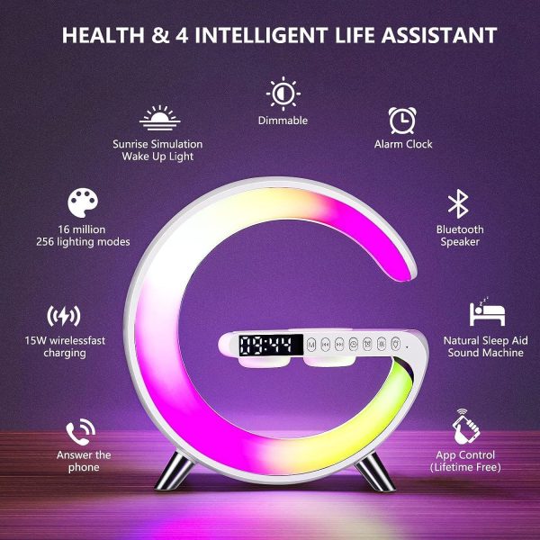 Rgb Light Bluetooth Speaker Charging 4 In 1 Led Atmosphere Rgb Night Light Alarm Clock Desk Lamp Bluetooth Speaker Wireless Charging Modern