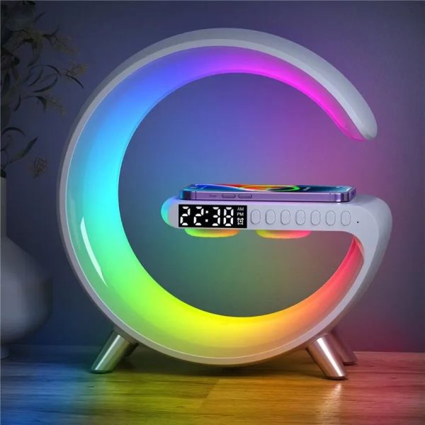 Rgb Light Bluetooth Speaker Charging 4 In 1 Led Atmosphere Rgb Night Light Alarm Clock Desk Lamp Bluetooth Speaker Wireless Charging Modern