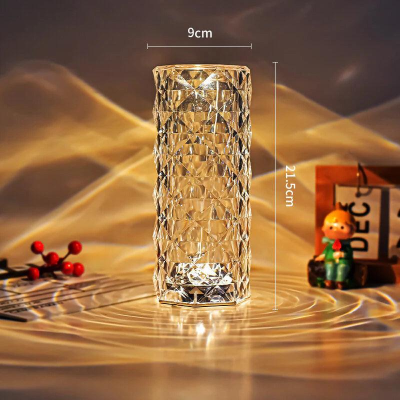 16 Colors Diamond Rose Crystal Touch Lamp Bedside Acrylic Usb Rechargeable Table Lamp – With Remote