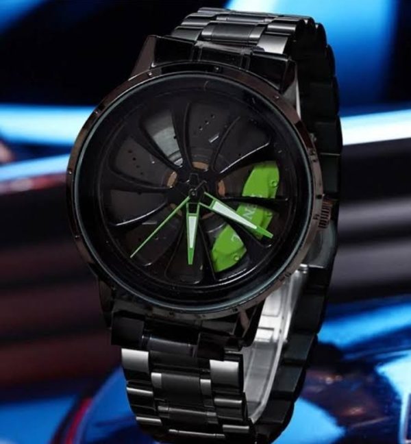 Rotating Wheel Watch – Stylish & Unique Timepiece Car Sport Rim Hub Wheel Wristwatch For Mens