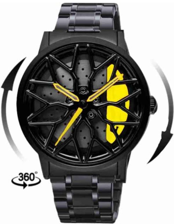 Rotating Wheel Watch – Stylish & Unique Timepiece Car Sport Rim Hub Wheel Wristwatch For Mens